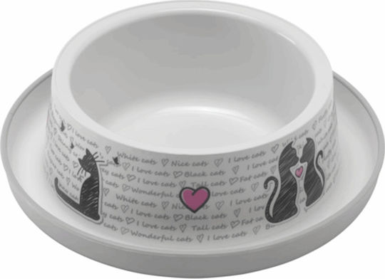 Moderna Cats In Love Πλαστικό Μπολ Φαγητού & Νερού για Σκύλο & Γάτα με Βάση 350ml 16cm (Διάφορα Χρώματα)