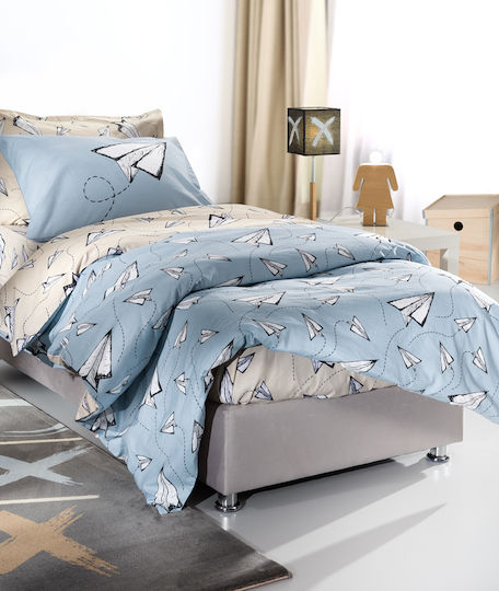 Saint Clair Kids Duvet Set Single with Pillowcase Fly Light Blue 160x220cm