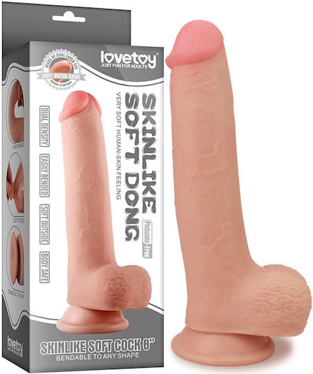Lovetoy Dildo realist cu Testicule și Ventuză Carne 21cm