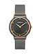 Vogue Crystal Gay Watch with Black Metal Bracelet