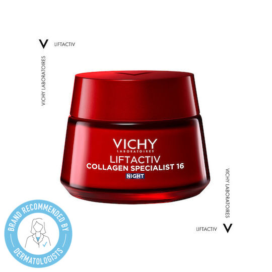Vichy Liftactiv Collagen Specialist Κρέμα Προσώπου Νυκτός για Αντιγήρανση, Σύσφιξη & Λάμψη με Υαλουρονικό Οξύ & Βιταμίνη C 50ml