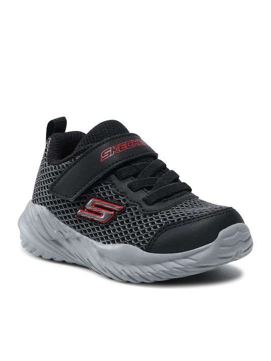 Nitro Sprint Krodon Kids Sports Shoes Running with Hoop & Loop Closure Black