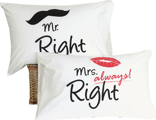 Borea Mr & Mrs Kissenbezug-Set Mehrfarbig 50x70cm.