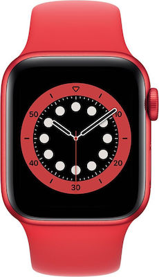 Apple Watch Series 6 Aluminium 40mm Αδιάβροχο με Παλμογράφο (Product Red)