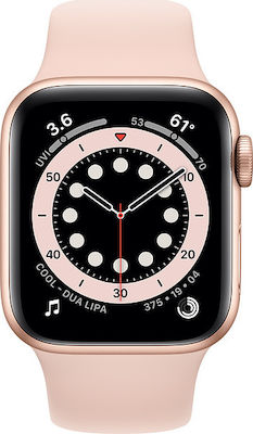 Apple Watch Series 6 Aluminium 44mm Αδιάβροχο με Παλμογράφο (Gold Pink)