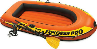 Intex Explorer Pro 300 Φουσκωτή Βάρκα 3 Ατόμων Πορτοκαλί με Κουπιά & Τρόμπα 244x117εκ.