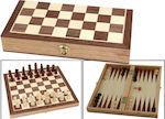 Backgammon/Chess Wood with Checkers & Pawns 37x37cm