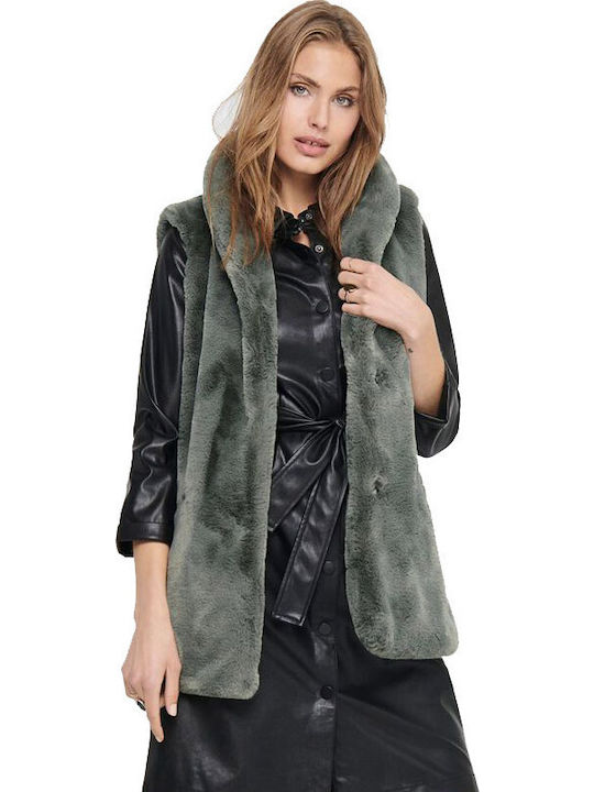 Women's Sleeveless Short Fur Gray