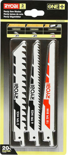 Ryobi RAK3RBWM Jig Saw Blade for Wood 152mm 3pcs 5132002813