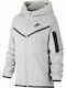 Fleece Kinder-Sweatshirt Strickjacke mit Kapuze und Taschen Grau Sportswear Tech