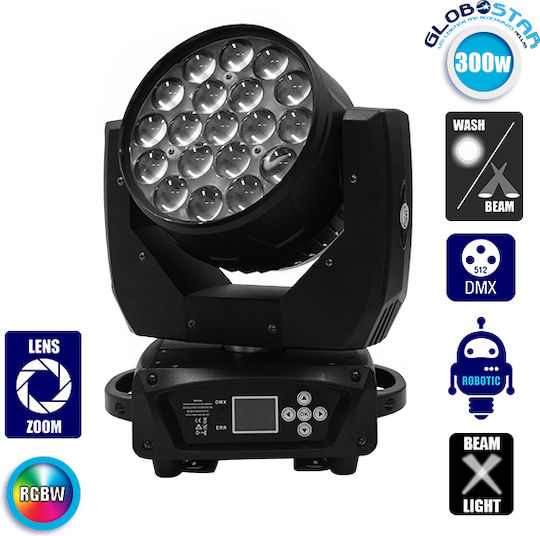 GloboStar Φωτορυθμικό Wash LED DMX με Ρομποτική Κεφαλή Helios Hawkeye RGBW