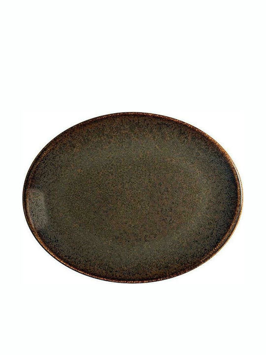 Bonna Plate Shallow Oval made of Porcelain Black-Coffee 31x24cm 6pcs