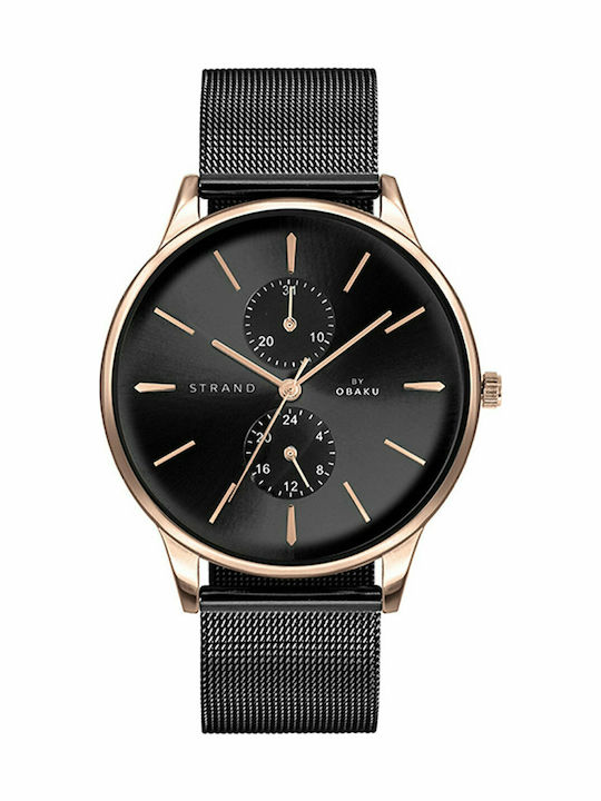 Obaku Strand Men's Watch 42mm Chronograph Battery with Black Metal