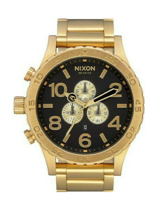 Nixon Uhr Chronograph Batterie mit Gold Metalla...