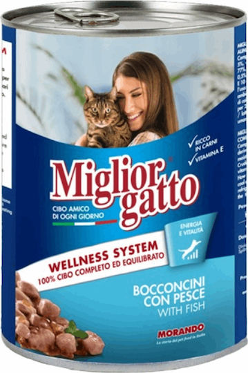 Morando Miglior Gatto Wellness Wet Food for Adult Cats in Cans with Fish 405gr