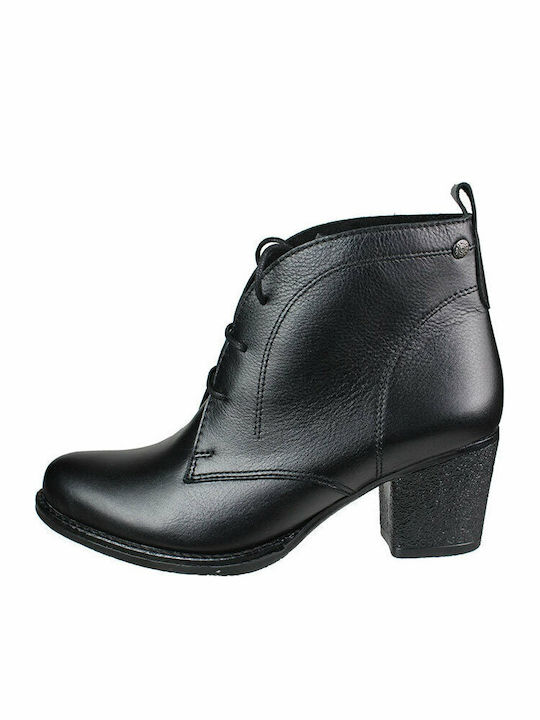 Leder Stiefeletten Damen Schwarz