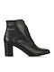 Mourtzi Leather Women's Ankle Boots with Medium Heel Black