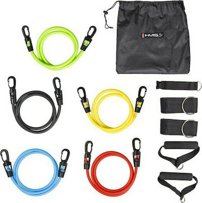 HMS TX30 Gymtube Resistance Bands with Handles Set 5pcs Multicolour