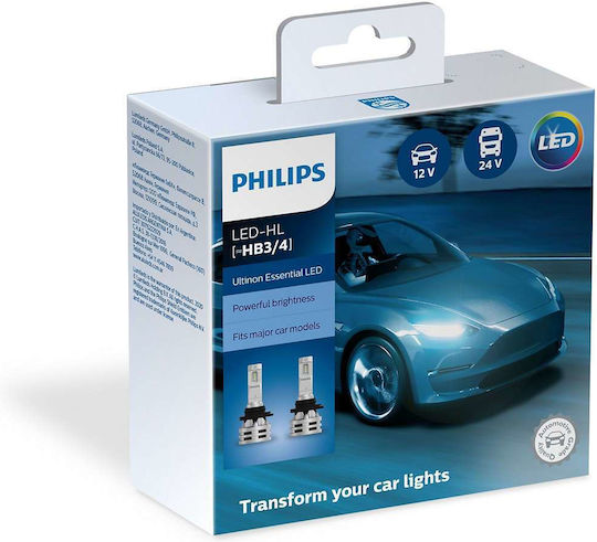 Philips Lamps Car Ultinon Essential LED HB3 / HB4-9006 LED 6500K Cold White 12-24V 19W 2pcs
