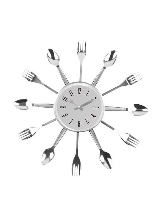 00007962 3D Wall Clock Plastic Silver Ø38cm