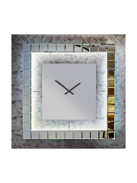 Ploumatos Wall Clock Mirror Silver 100x100cm