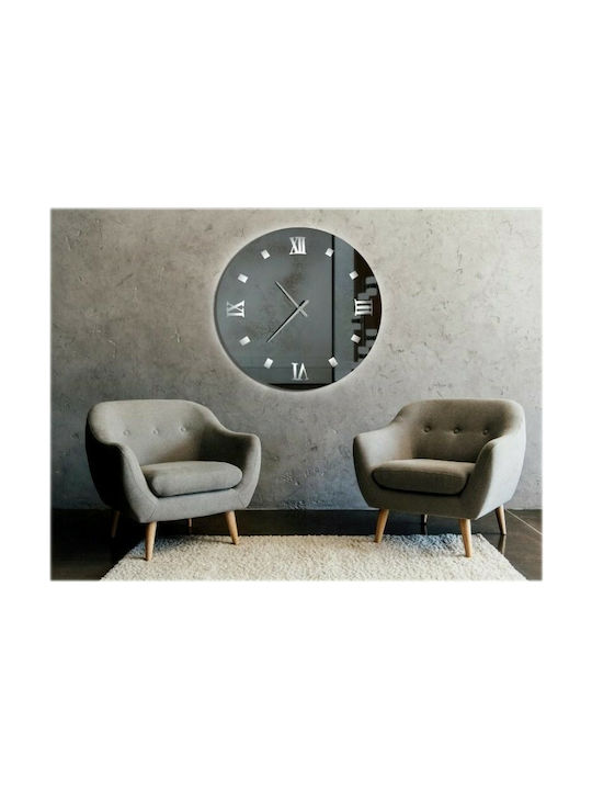 Ploumatos Wall Clock Mirror Silver Ø115cm