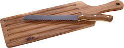 Cryspo Trio Wooden Chopping Board Set for Bread with Knife Brown 48.5x14cm 2pcs