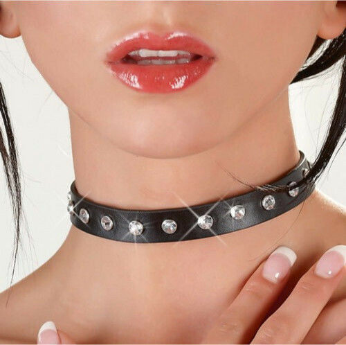 Cottelli Collection Choker Sexy Din Piele Ecologică Cu Strasuri Negru
