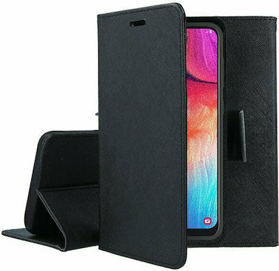 Fancy Synthetic Leather Wallet Black (Galaxy A21s)