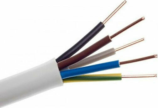 Eurolamp Καλώδιο Ρεύματος με Διατομή 5x2.5mm² σε Λευκό Χρώμα 1m