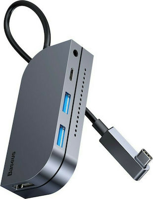 Baseus Bend Angle No.7 USB 3.2 Hub 3 Θυρών με σύνδεση USB-C Γκρι