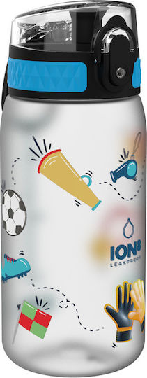 Ion8 Sport Pod Kids Water Bottle Football Plastic Non Spill Light Blue 400ml