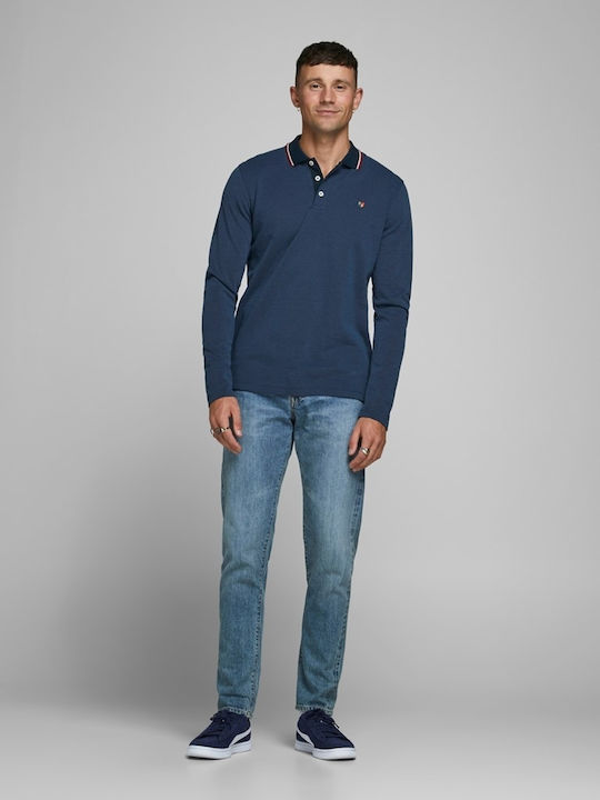 Jack & Jones Herren Langarmshirt Polo Navy Blazer