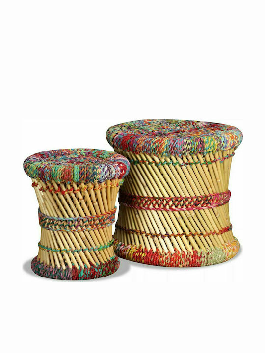 Wooden Outdoor Garden Stools Chindi S/2 2 Pieces 39x39x37cm