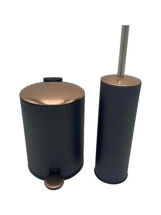 Sidirela Metallisch Set aus Toilettenbürste und Mülleimer für das Badezimmer 5Es Gold