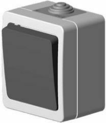 Geyer External Electrical Lighting Wall Switch with Frame Basic Aller Retour Waterproof Gray