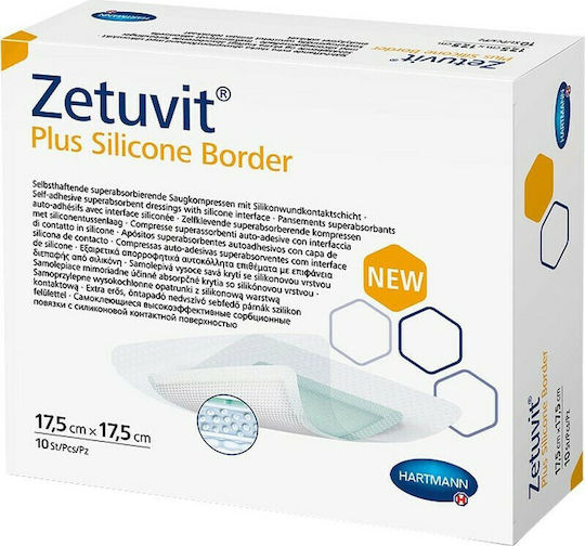 Hartmann Sterilisiert Selbstklebende Bandagen Zetuvit Plus Silicone Border 17.5x17.5cm 10Stück