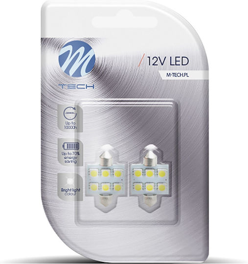 M-Tech Car and Motorcycle Lamps Premium C10W C5W LED White 12V 1.44W Quantity 2