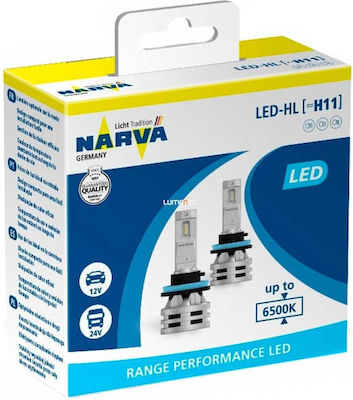 Narva Lămpi Autoturismului Range Performance H11 LED 6500K Alb rece 12-24V 24W 2buc