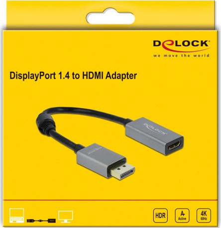 DeLock Convertor DisplayPort masculin în HDMI feminin Gri 1buc 66436