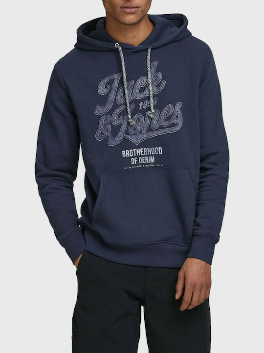 Jack & Jones Men's Sweatshirt with Hood and Pockets Navy Blazer