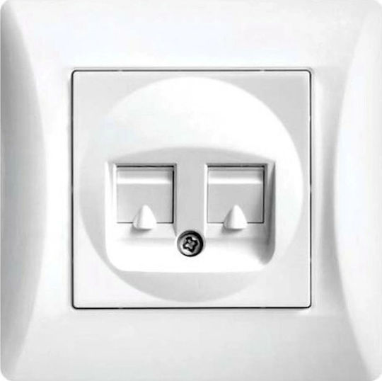 Lineme Double Network Socket RJ45/RJ11 Cat6 White 50-00120-1