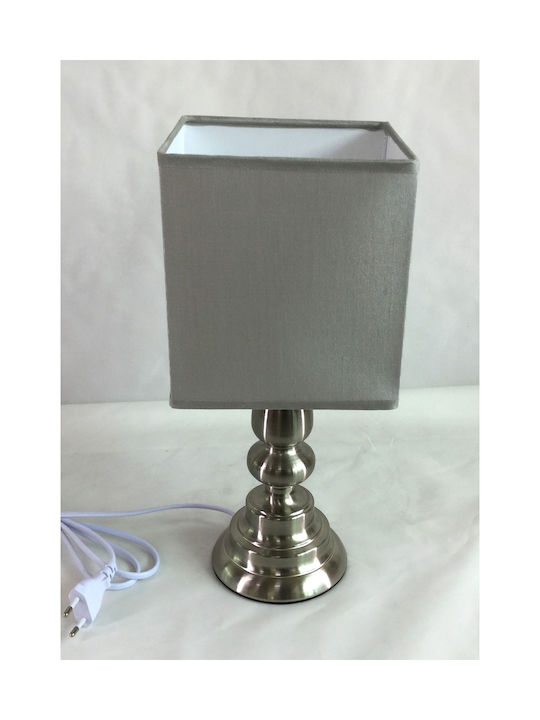 Oriana Ferelli Metal Table Lamp for Socket E27 with Gray Shade and Silver Base