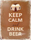 SP Souliotis Decorative Sign Keep Calm Drink Beer Handmade Brown Metal 25x33cm