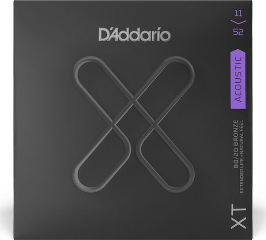 Daddario XT Acoustic 80/20 Bronze Σετ Χορδών 80/20 Bronze Ακουστικής Κιθάρας 11 - 52" Custom Light