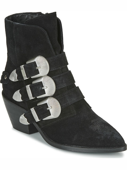 Leder Stiefeletten Damen Schwarz