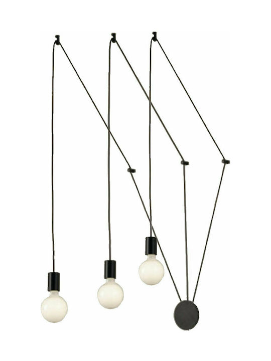 Fan Europe Habitat Pendant Light Three-Light for Socket E27 Black