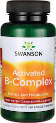 Swanson Activated B-Complex Vitamin for Energy, Hair & Skin 60 veg. caps