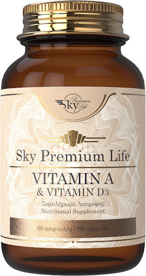 Sky Premium Life Vitamin A & Vitamin D3 Βιταμίνη για τα Μαλλιά, τo Δέρμα & Αντιοξειδωτική δράση 2000iu 60 κάψουλες