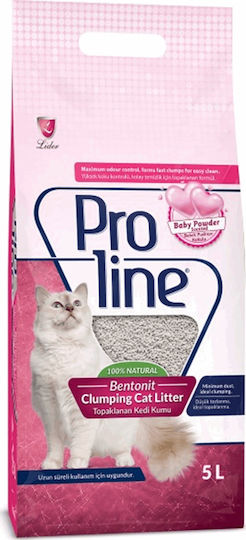Lider Proline Bentonine Bentonite Cat Litter with Scent Baby Powder 5lt